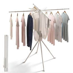 Foldable Clothes Drying Rack - Vrijstaande, opvouwbare droogrek met roterende armen efficiënt drogen van kleding - Kunststof en metaal - Wit — thumbnail 1