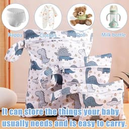 Thijox - 3 stuks Waterdichte Nat Tas, Herbruikbare Wasbare Luiertassen, Stoffen Zak met Rits voor Babyartikelen, Natte Kleding, Zwemmen en Sportschool — thumbnail 3