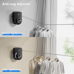 Waslijn caravan - Zwart - 4,2 meter - Roestvrijstalen Intrekbare Wanddroger - Voor Binnen en Buiten — thumbnail 5
