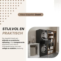 Dastium Home - Zwarte Stapelkit Wasmachine en Droger - Stapelset Wasmachine en Droger - Tussenstuk Wasmachine en Droger - Universeel - Zwart — thumbnail 5