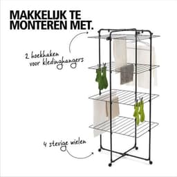 Wasrek Inklapbaar op Wieltjes - Droogmolen - Droogtoren Staand - wasrek toren — thumbnail 3