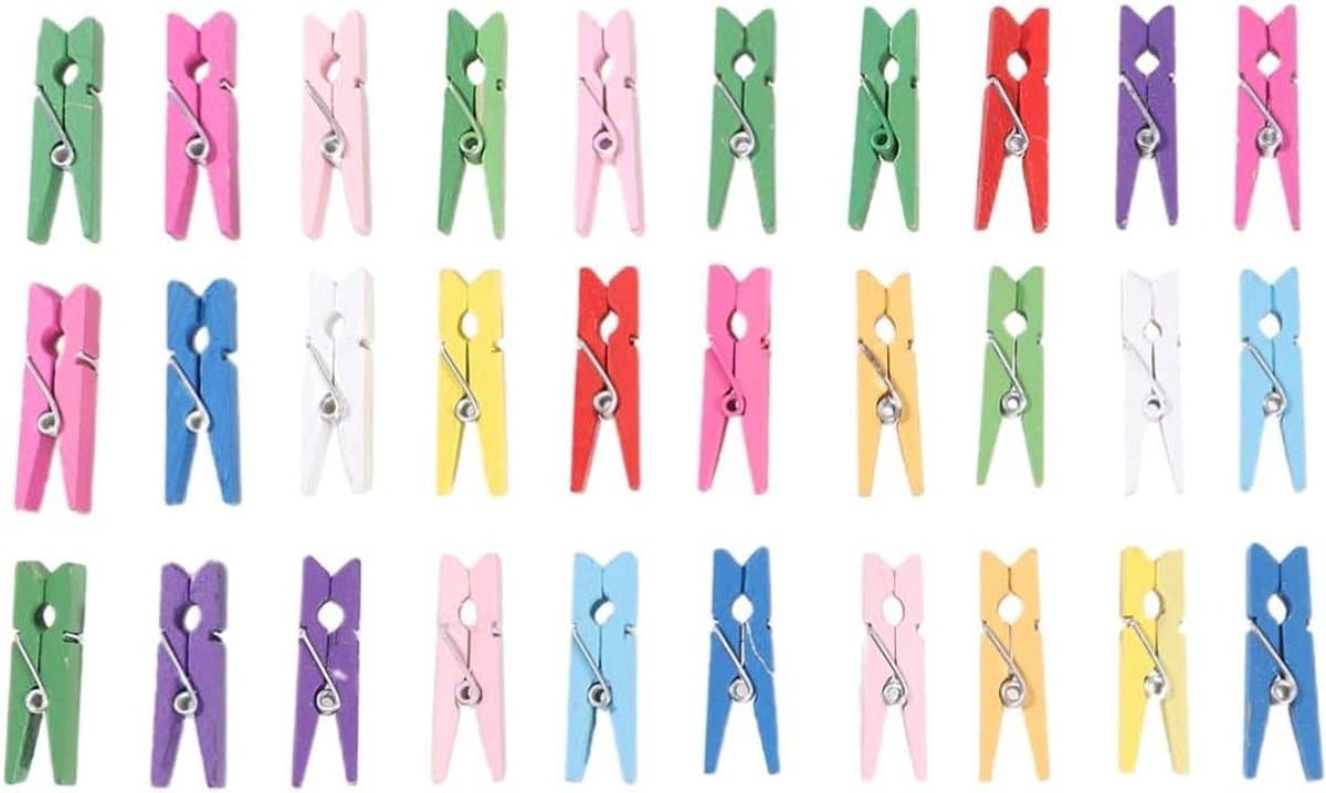 Houten Knijpers - Kleine Clips - Foto's Ophangen - Natuurlijk Hout - 3.5 cm - Natuurlijk — afbeelding 1