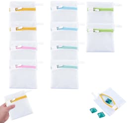 10 Kleine Waszakken voor Wasmachine, 13 x 12 cm Wasnet met Honingraatstructuur en Verborgen Rits, Fijne Was Organizer voor Sokken Lingerie Reizen en Opbergen — thumbnail 1