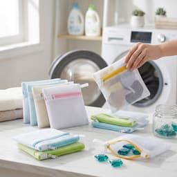 10 Kleine Waszakken voor Wasmachine, 13 x 12 cm Wasnet met Honingraatstructuur en Verborgen Rits, Fijne Was Organizer voor Sokken Lingerie Reizen en Opbergen — thumbnail 2