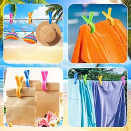8 stuks meerkleurige strandhanddoekklemmen, duurzaam, grote kunststof wasknijpers, wasspelden, windschermclip voor ligstoel en strand — thumbnail 3