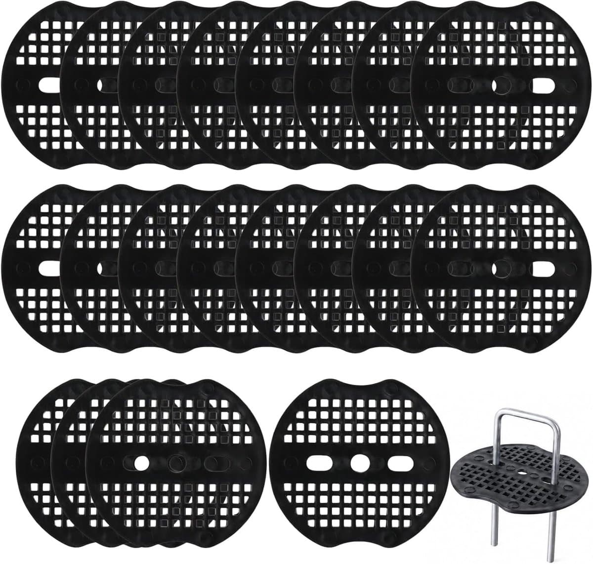 Set van 20 flexibele dempingsringen voor grondankers, ideaal voor tuinieren, mulchen en hekbevestiging, 68 x 6,35 mm — afbeelding 1