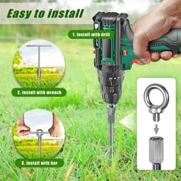 Grondanker, 76 cm Heavy Duty Tent Peg Schroef Trampoline Stake Aarde Zand Spiraal Wind Storm Spike voor Swing/Camping/Tent/Schuur/Hond/Carport met Vast Oogje, 4 Pack — thumbnail 3