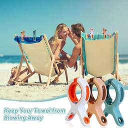 10 stuks grote strandlakenklemmen, 10 cm handdoeklepels voor strandstoelen, handdoekhouder voor zonnebank, winddichte wasklemmen handdoekhouder voor strandstoel — thumbnail 5