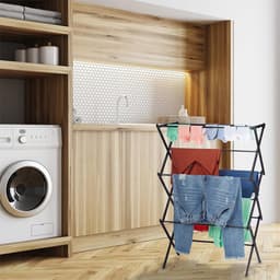 Droogrek - Kledingrek - inklapbaar en opvouwbaar - breedte verstelbaar 40-71 cm - 6 lagen met 11 stangen - compact en draagbaar - geschikt voor badkamer en kamperen — thumbnail 4