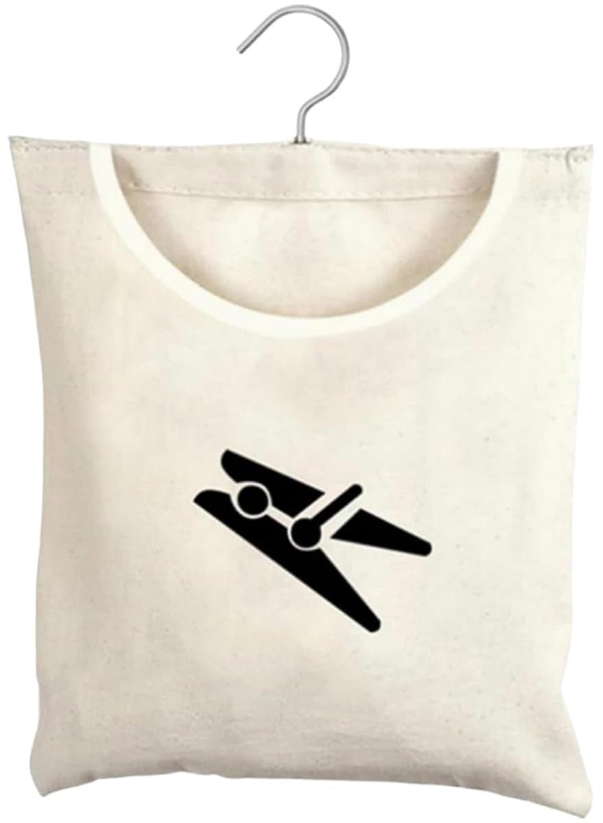 Wasknijperzak van katoenen canvas, knijperzak voor wasknijpers met ophanghaken, herbruikbare wasknijpers, mand voor thuis, balkon en reizen, geschikt voor 100 wasknijpers (32 x 27 cm) — afbeelding 1