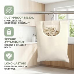 Wasknijperzak, wasknijperzak, 32 x 28 cm, Beige, wasmand — thumbnail 5