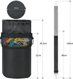 Wasknijperzak met schouderriem en ophanghaakjes, handvrije klemorganizer voor maximaal 150-200 wasknijpers, ideaal voor het opbergen van wasknijpers binnen en buiten — thumbnail 3