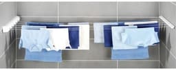 1 stuks uitklapbare waslijn voor wand of plafond – witteringsbestendige droogstang met 5 draden & beschermkap, geschikt voor balkon, badkuip of terras — thumbnail 3
