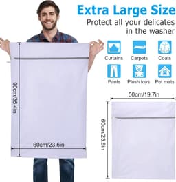 SnelShoppen - Grote Waszakken Set van 3 voor Wasmachine, Mesh Wasnetten met Rits, Perfect voor Fijne Was, Ondergoed, Sokken, Gordijnen, Fleece Dekens, — thumbnail 5