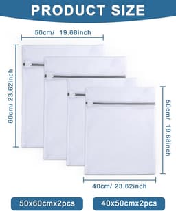 SnelShoppen - Waszakken Set voor Wasmachine 4 Stuks, Zakken met Rits, Fijn Gaas en Duurzaam, Herbruikbare Waszakken voor Ondergoed, Sokken en Delicate — thumbnail 2