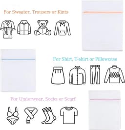 6-delige wasnetten voor de wasmachine, 3 maten waszakken voor delicate kleding, bescherming tegen vervorming en slijtage van sweaters, shirts en ondergoed — thumbnail 2