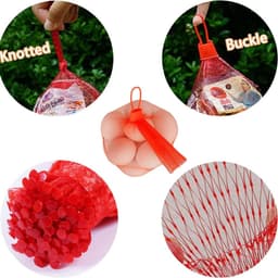 Herbruikbare Netzakken - Productzakjes Gaas - Fruit Groenten Opslag - Ademend Ontwerp - 100 Stuks - Rood — thumbnail 3