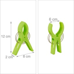badhanddoek knijpers - set van 16 - handdoekklemmen - XXL wasknijpers - 12x2x8 cm - kunststof - groen — thumbnail 2