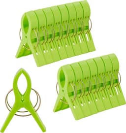 badhanddoek knijpers - set van 16 - handdoekklemmen - XXL wasknijpers - 12x2x8 cm - kunststof - groen — thumbnail 1