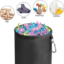 Wasknijperzak Ophangen - Klemmen Tas - Wasknijpers Opbergen - Waterdichte Oxford Stof - 28 x 20 cm - Zwart — thumbnail 5