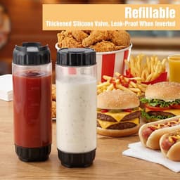 Omgekeerde Knijpflessen - Voedselveilig Plastic - Grote Capaciteit - Zelfsluitende Klep - Voor Keuken en Restaurant — thumbnail 5