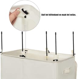 Ploutos® Wasmand 2 Vakken -Wasmand met 3 vakken – Wassorteerder – 154L – Wit – 63cm x 37cm x 69cm — thumbnail 2