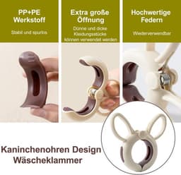 Wasknijpers 6 Stuks - Winddichte Handdoekklemmen - Grote Strandhanddoekklemmen - Kunststof Wasknijpers - Konijnenoren Ontwerp - Hoogwaardig Materiaal — thumbnail 5