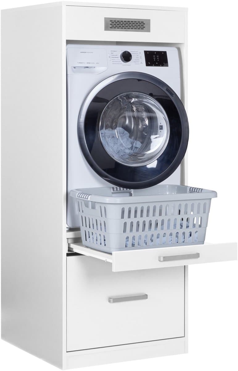 Interlink Lifestyle Studio Flow wasmachinekast met uittrekbaar werkblad - Wit - 67 x 68 x 164 cm — afbeelding 1