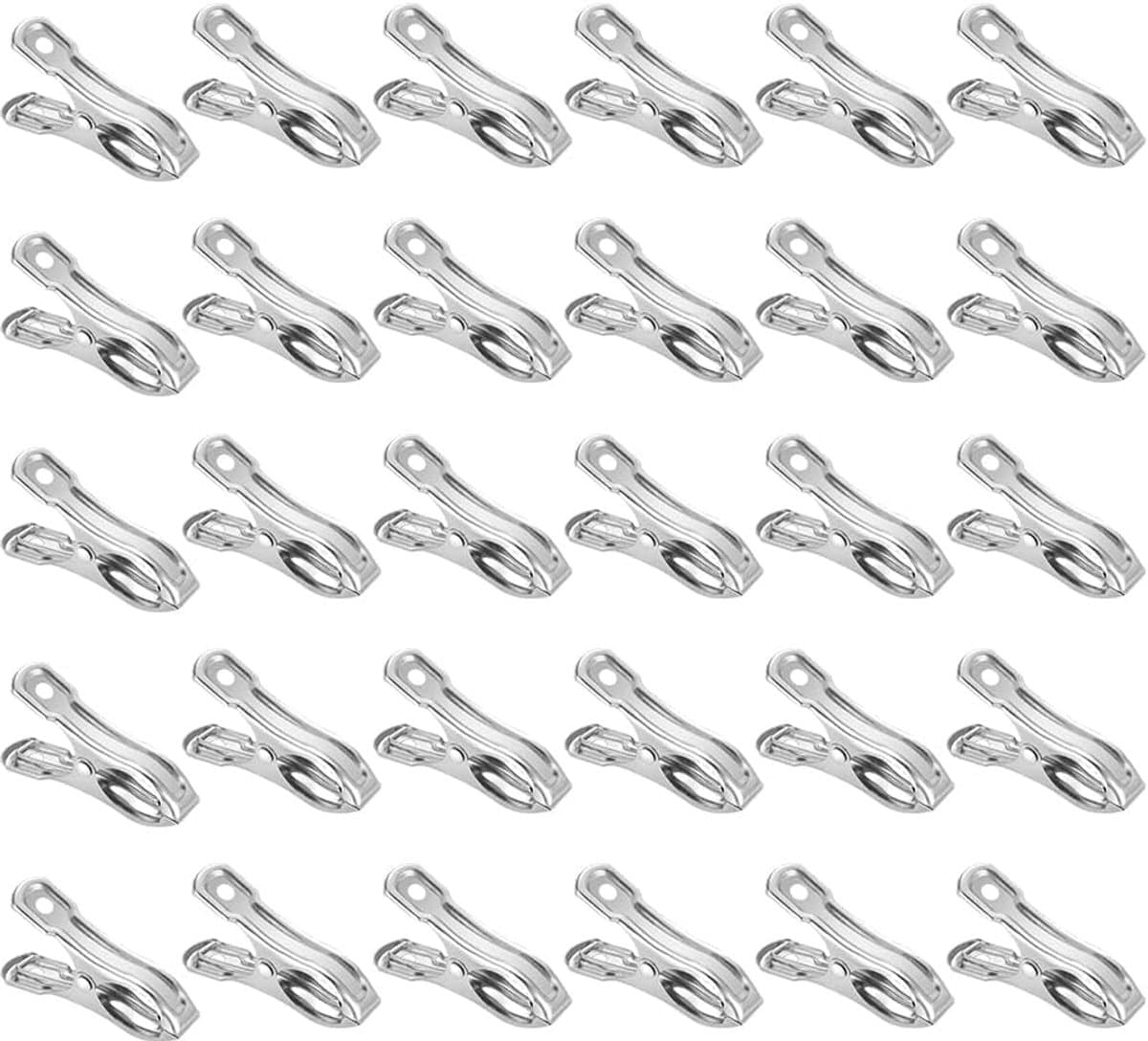 Wasknijpers-30 Stuks Handdoekklemmen,Antislip Wasknijpers,Metalen Roestvrijstalen Klemmen,Voor Sokken, Kleding, Handdoek, Foto's en Ambachten(5 * 3cm) — afbeelding 1