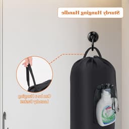 Vouwbare Wasmand van 95L met Zak en Schouderband, Ideaal voor Huishoudelijk Gebruik, Badkamer of Studentenhuis, Zwart — thumbnail 5
