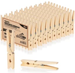 SnelShoppen - 100 x XXL Houten Wasknijpers - Duurzame Berken Houten Klemmen - Onbehandelde Kledingknijpers voor Hangende Was - 10 cm - Ideaal voor Cam — thumbnail 1