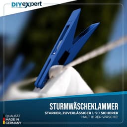 SnelShoppen - 24 Stuks Kledingknijpers Storm 70 x 20 mm, Multifunctionele Klemmen, Sterke Grip, Blauw, Made in Duitsland, Voor Was, Naaien, Tenten, Tu — thumbnail 4