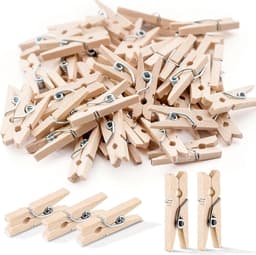 SnelShoppen - 100 Mini Houten Klemmen 25 mm, Mini Wasknijpers, Duurzaam Hout, Ideaal voor Fotowanden, DIY Projecten, Kleine Klemmetjes, Natuurlijke De — thumbnail 1