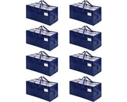 SnelShoppen - 8 Pack Verhuis Tassen Extra Groot Heavy-Duty Met Rugtasriemen, Sterke Handgrepen & Ritsen, Kledingopslag, Verpakkings- en Waszakken, Her