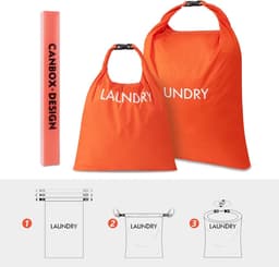 SnelShoppen - Travel Laundry Bag 2 Stuks - Waterdichte Nylon Waszakken met Rolsluiting - 2 Maten - Compact Vouwbare Vuilwaszak voor Camping en Reizen — thumbnail 5