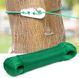 SnelShoppen - Outdoor Waslijn 50m - Stevige Plastic Gecoate Wasdraad - Robuuste Stalen Kabel - Scheurbestendige Waslijn voor Thuis, Tuin, Kamperen, Re — thumbnail 4