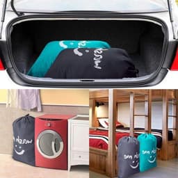 Dailygoods - Dailygoody - Waszakken Set van 2 - Vouwbare Waszak - Ideaal voor Reizen - 61 x 91 cm - Grijs en Blauw - Voor Vuile Kleding - Camping en Thuis — thumbnail 3