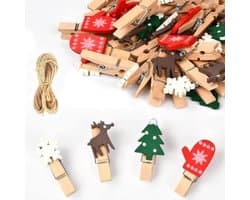 100 stuks houten wasknijpers voor feestdagen, kleine knijpers voor foto's en adventskalender