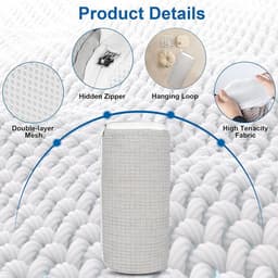 2 stuks Universele Schoenwaszak voor Wasmachine - Dubbellaags Mesh met Hanglus -Beschermend en Herbruikbaar- Lichtgrijs 35x17.5cm — thumbnail 4