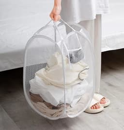 Without Lemon - Opvouwbare wasmand - Mesh - Opbergmand - Vuile Was - Wasgoed - Ruimtebesparend - 30x50cm - Zwart — thumbnail 2