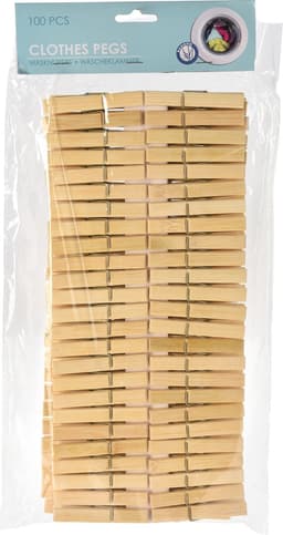 Excellent Houseware Wasknijpers - 200x - bamboe hout - 7 cm — thumbnail 4