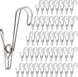 Wasknijpers, multifunctionele metalen klemmen, stormklemmen, wasgoed, sokkenklemmen voor foto's, handdoekklemmen, wasknijpers, roestvrij staal, 50 stuks — thumbnail 1