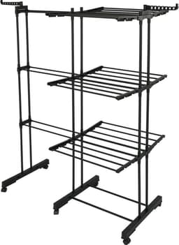 DailySupplies® Droogmolen met Voet voor Camping & Thuis - Wasrek Staand - Droogrek Inklapbaar - Zwart — thumbnail 4