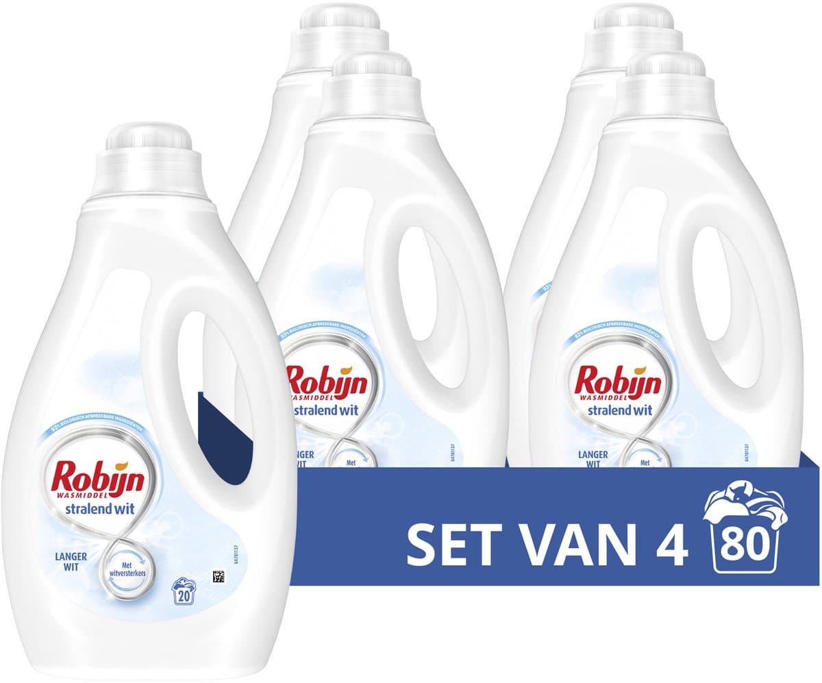 Robijn - Vloeibaar Wasmiddel - Stralend Wit - 4 flessen - 80 wasbeurten - Voordeelverpakking — afbeelding 1