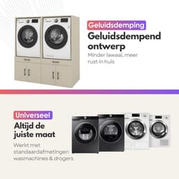 Wasmachinekast Dubbel 134x145x67cm | Ruimtebesparend & Super Stevig | Met Uitschuiflade | Voor Wasmachine en Droger | Greige — thumbnail 3
