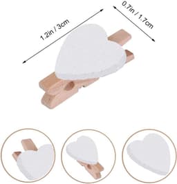 Mini Houten Hartjes - Wasknijpers Foto Clips - Decoratie & Knutselen - Natuurlijk Hout Materiaal - 25 Stuks - Wit — thumbnail 5