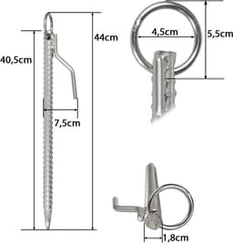 Grondanker - Stormanker tentharing - Tent Vastzetten - Stevig Stalen Ontwerp - 41 cm - Staal — thumbnail 2