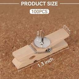 100x Houten Knijpers met Speld - Multifunctionele Prikklemmen voor Foto's, Prikborden en Handwerk — thumbnail 3
