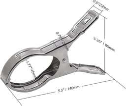 4 stuks-Wasknijpers - Kledingklemmen - Dekenklemmen - Zwembaddekselklemmen - Strandlakenklemmen - RVS - Winddicht - Geschikt voor het drogen van kleding, dekens en dekbedden - Zilver - 14*9cm — thumbnail 2