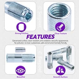 12 Stuks 3/8 Inch Gekartelde Drop-in Ankers van Premium Verzinkt Koolstofstaal voor Beton — thumbnail 5